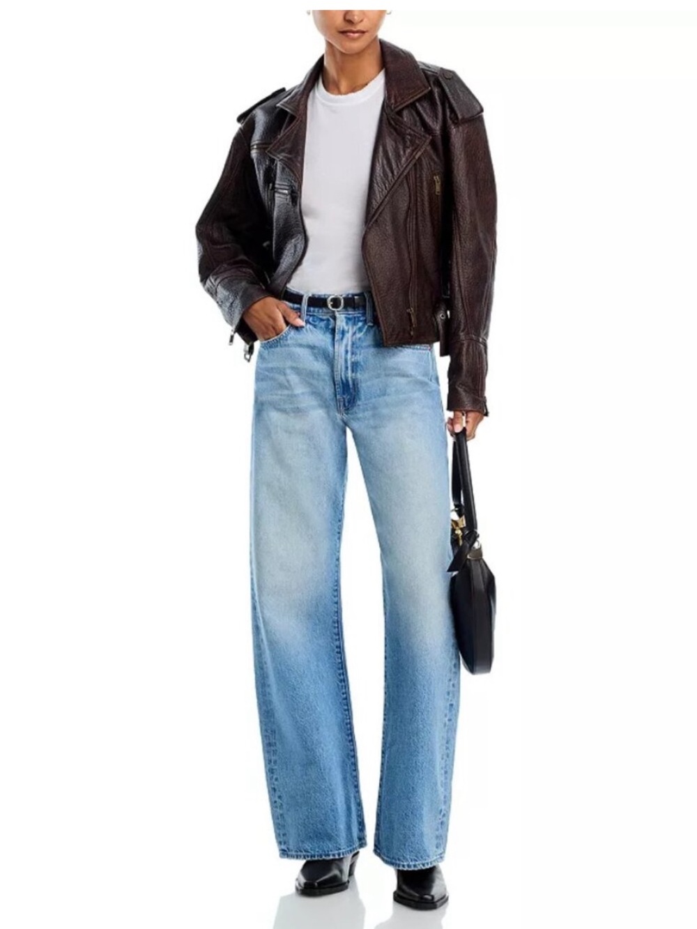 MOTHER SUPERIOR The Lasso Sneak High-Rise Wide-Leg Jeans New Sow Surreal New